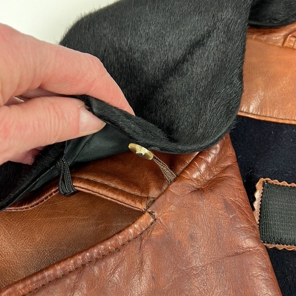 Men's Vintage Boss Brown Leather Full Zip Jacket with Detachable Collar - Picture 13 of 14